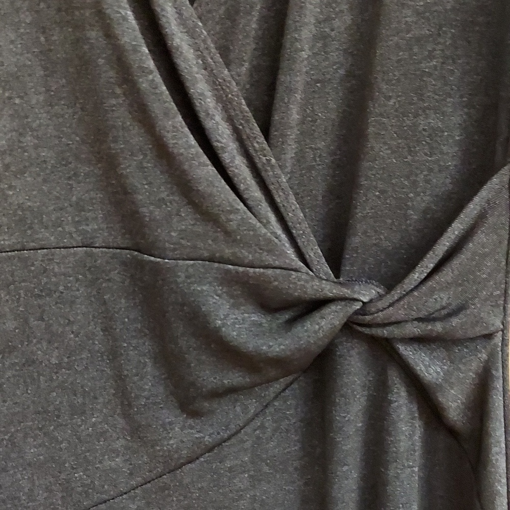CHICO'S Travelers Non-Wrinkle Navy Pullover Faux Wrap Front Midi Dress M Comfort - Picture 4 of 9